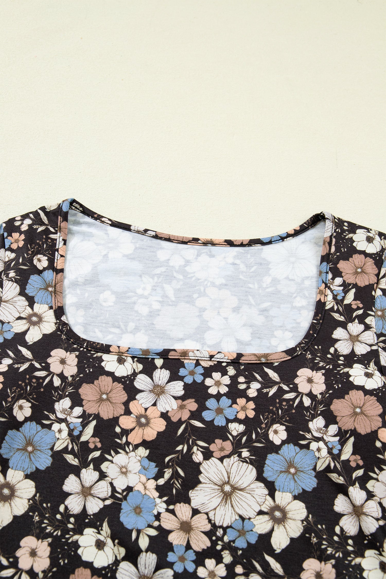 Black Floral Print Slim Long Sleeve T Shirt