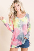 Tie Dye Print Low Gauge Knit Top