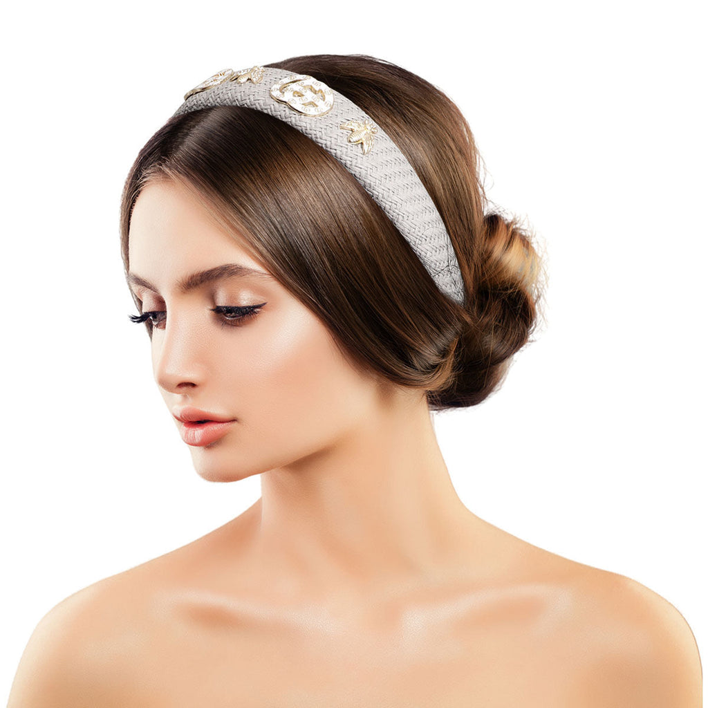 Headband Gray Raffia Royale Bespoke Stylish Chic Accessory