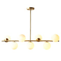 DecorBites™ 7-Light Modern Gold Metal Island Pendant with Spherical White Glass - Ideal for Dining Table