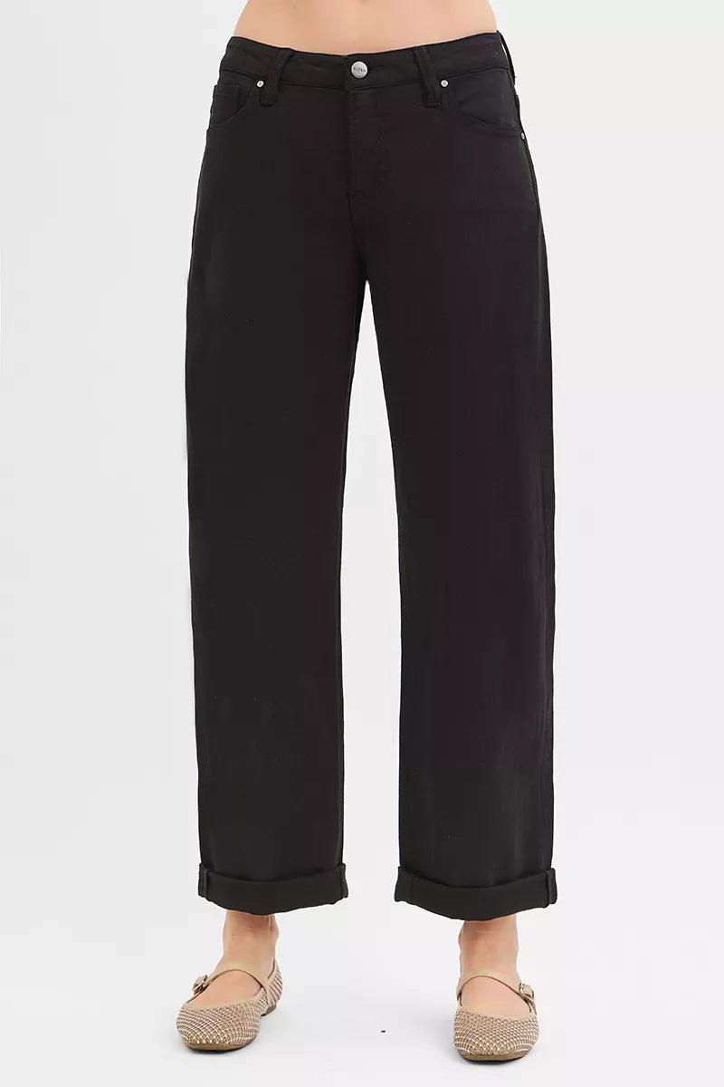 Tummy Control Mid Rise Ankle Barrel Relaxed Baggy