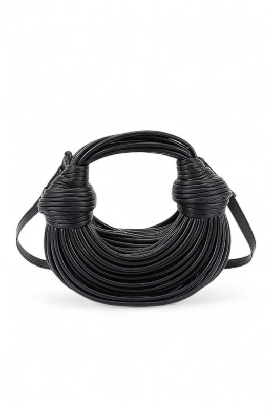 Faux Leather String Rope Top Handle Swing Bag