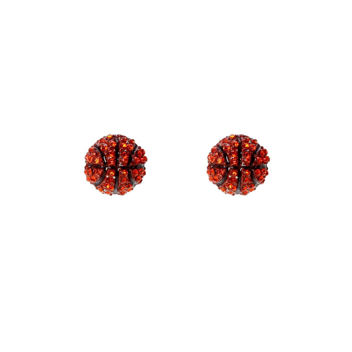 Basketball Stud Earrings with Orange Rhinestones – Trendy Fashion Jewelry