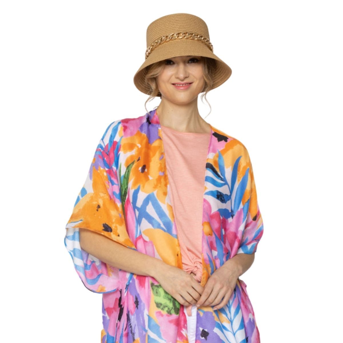 Bucket Hat with Gold Chain Detail Trendy Casual Accessory
