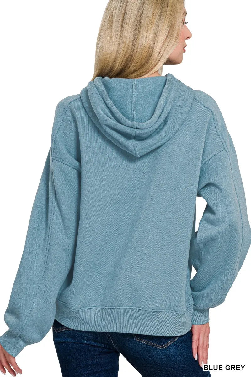 Drawstring Relaxed Fit Fleece Hoodie