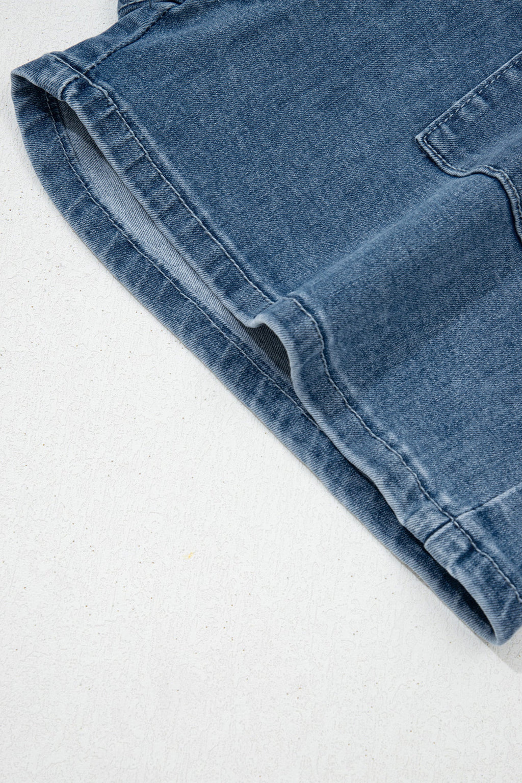 Dusk Blue Flap Pockets Denim Shorts