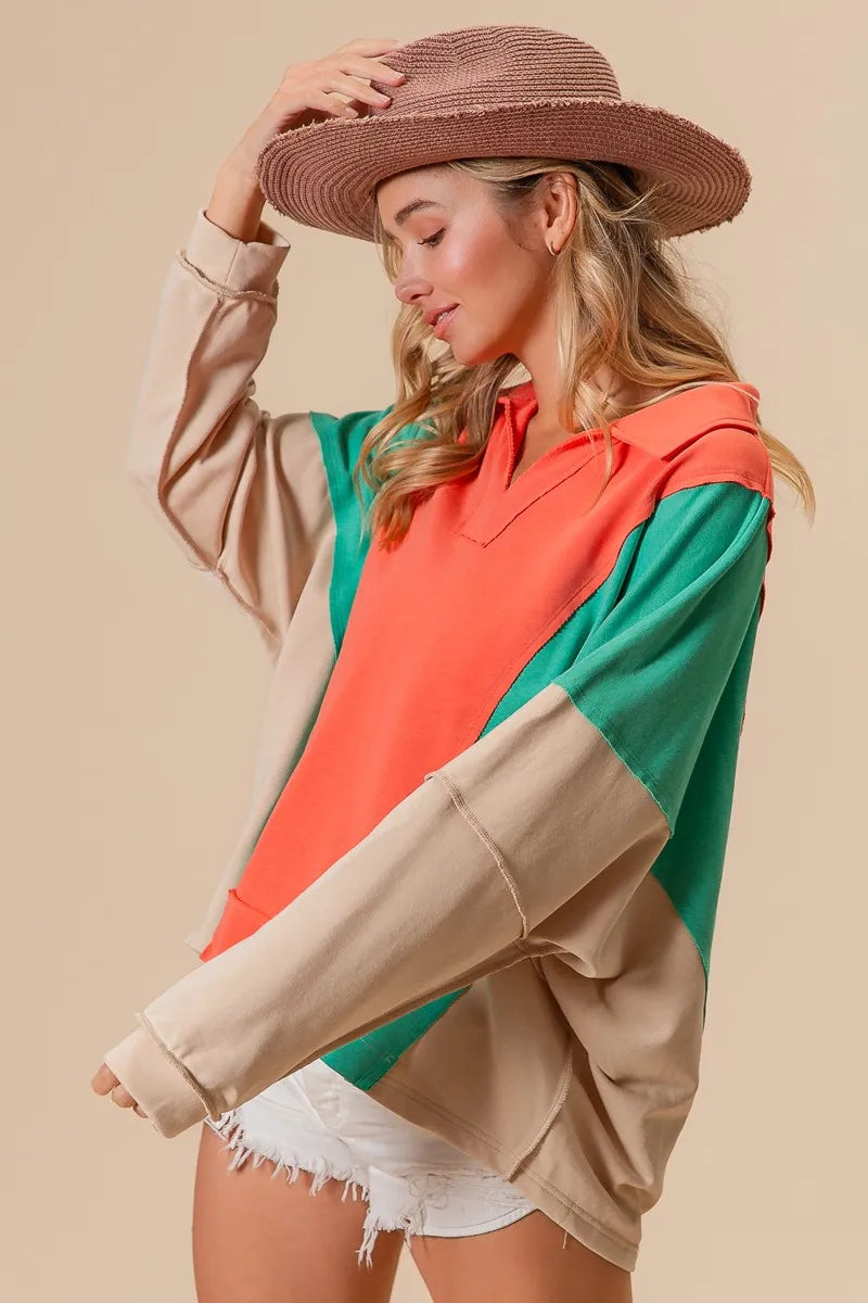 Colorblock Exposed Seam French Terry Sweatshirt