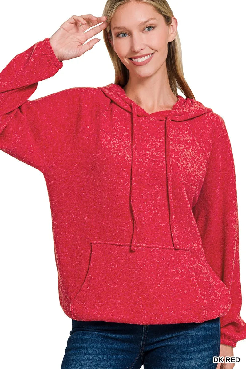 Brushed Hacci Melange Hooded Sweater