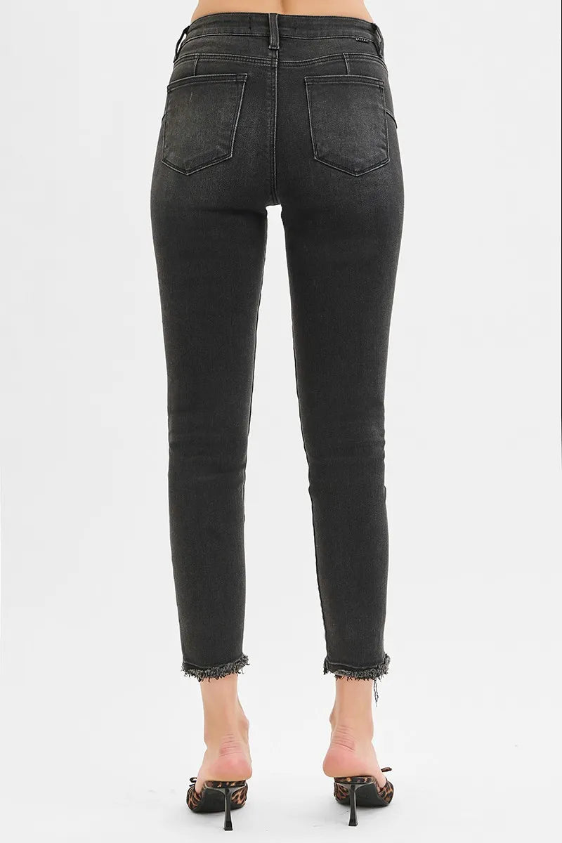 Full Size Tummy Control Mid Rise Crop Skinny Jeans Plus Size