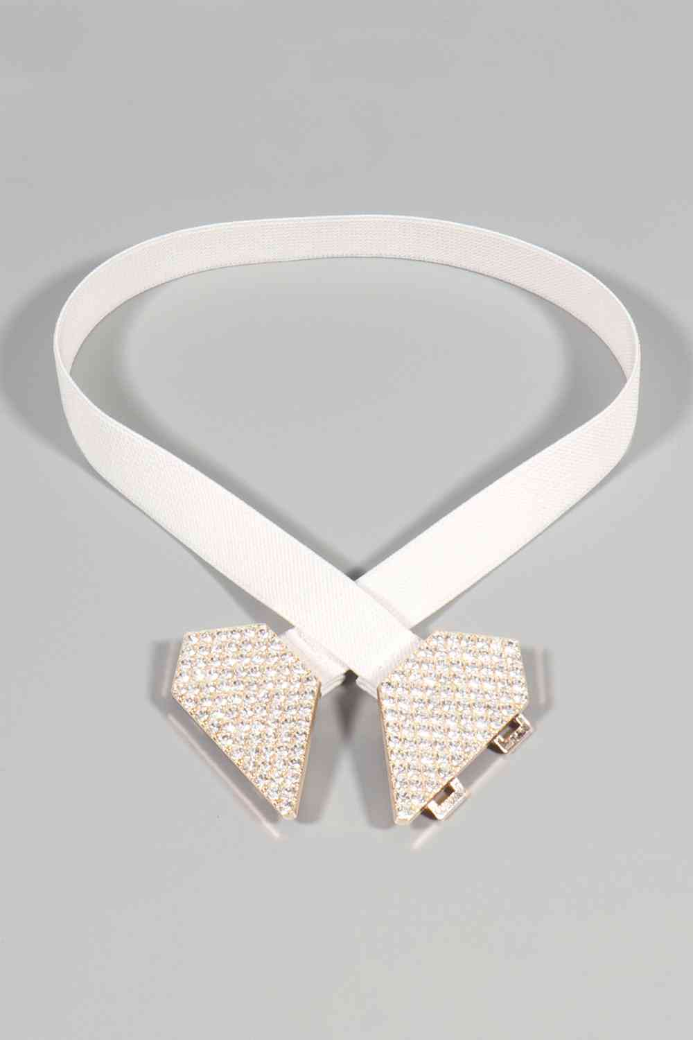 GlamStyle Rhinestone Heart Buckle Elastic Belt – Stunning Sparkle and Comfort See size chart under “more details”