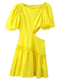 Summer Design Sense Niche Waist Hollow Yellow Fairy Skirt See size chart under “more details”
