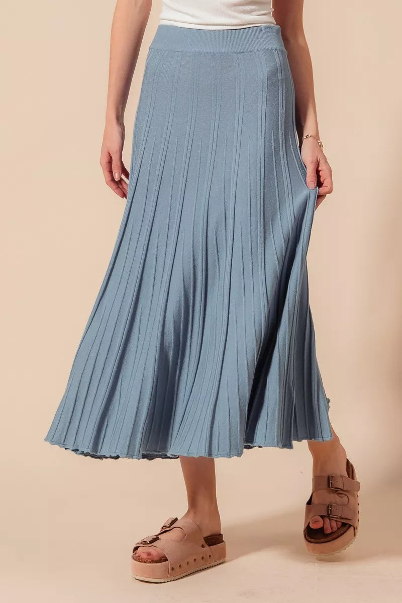 A Line Knitted Sweater Midi Length Skirt