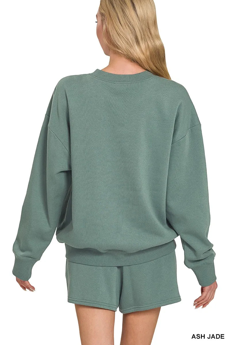 Fleece Long Sleeve Sweatshirts & Shorts Set