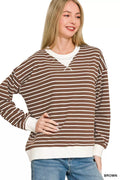 Contrast Striped Round Neck Sweatshirt
