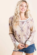 Tie Dye Terry Pull Over With Contrast Stitching