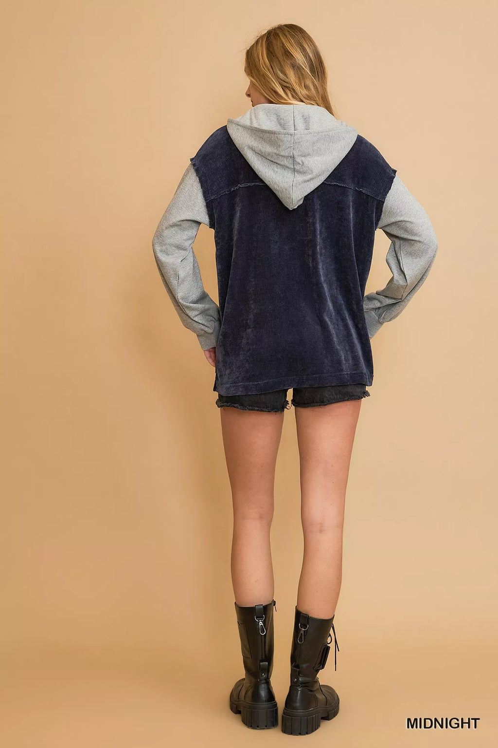 I am a Fashion Junky Contrast Hooded Chenille Jacket