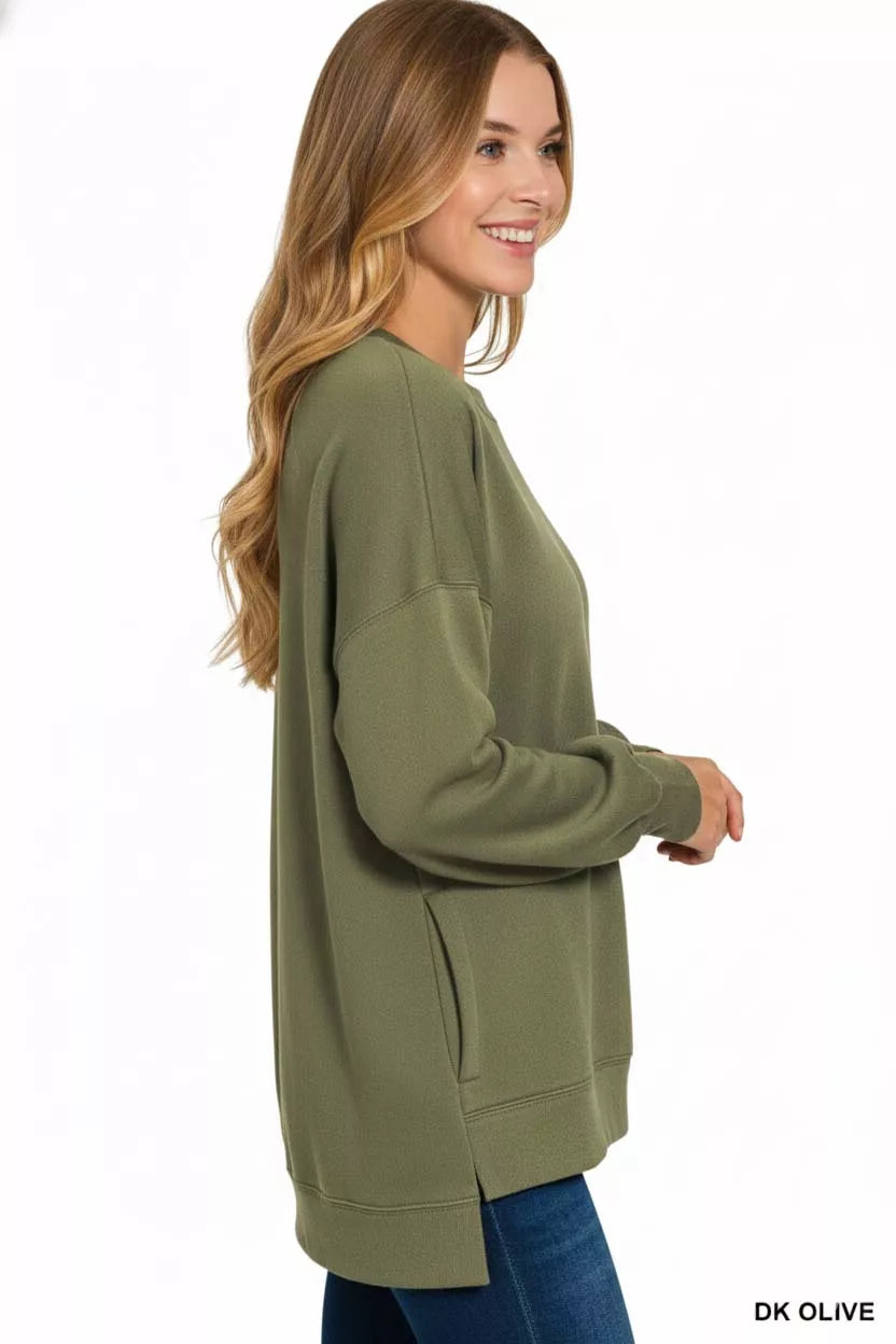 Fleece Hi-low Boyfriend Sweatshirts with Pockets