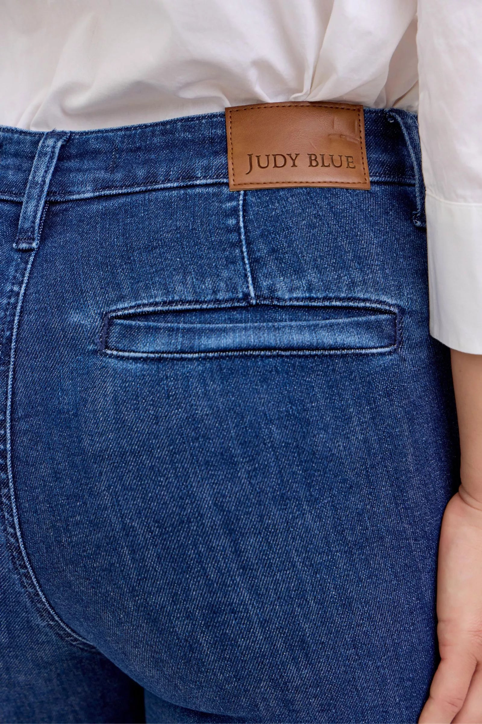 High Waist Flare Jeans with Front Patch Pockets