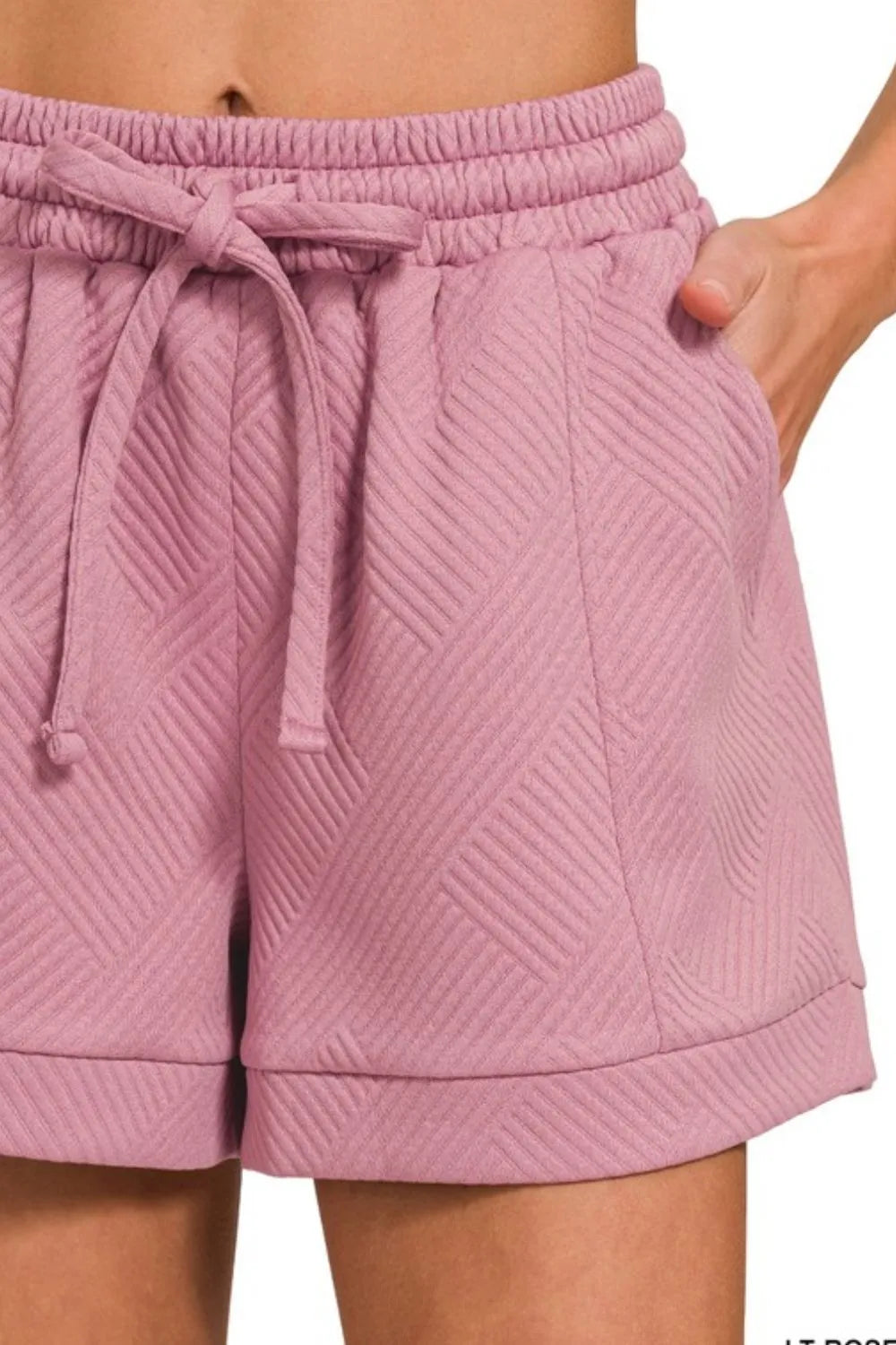 Textured Knit Jacquard Drawstring Shorts