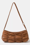 Segmented Pleated Faux Leather Hand Bag