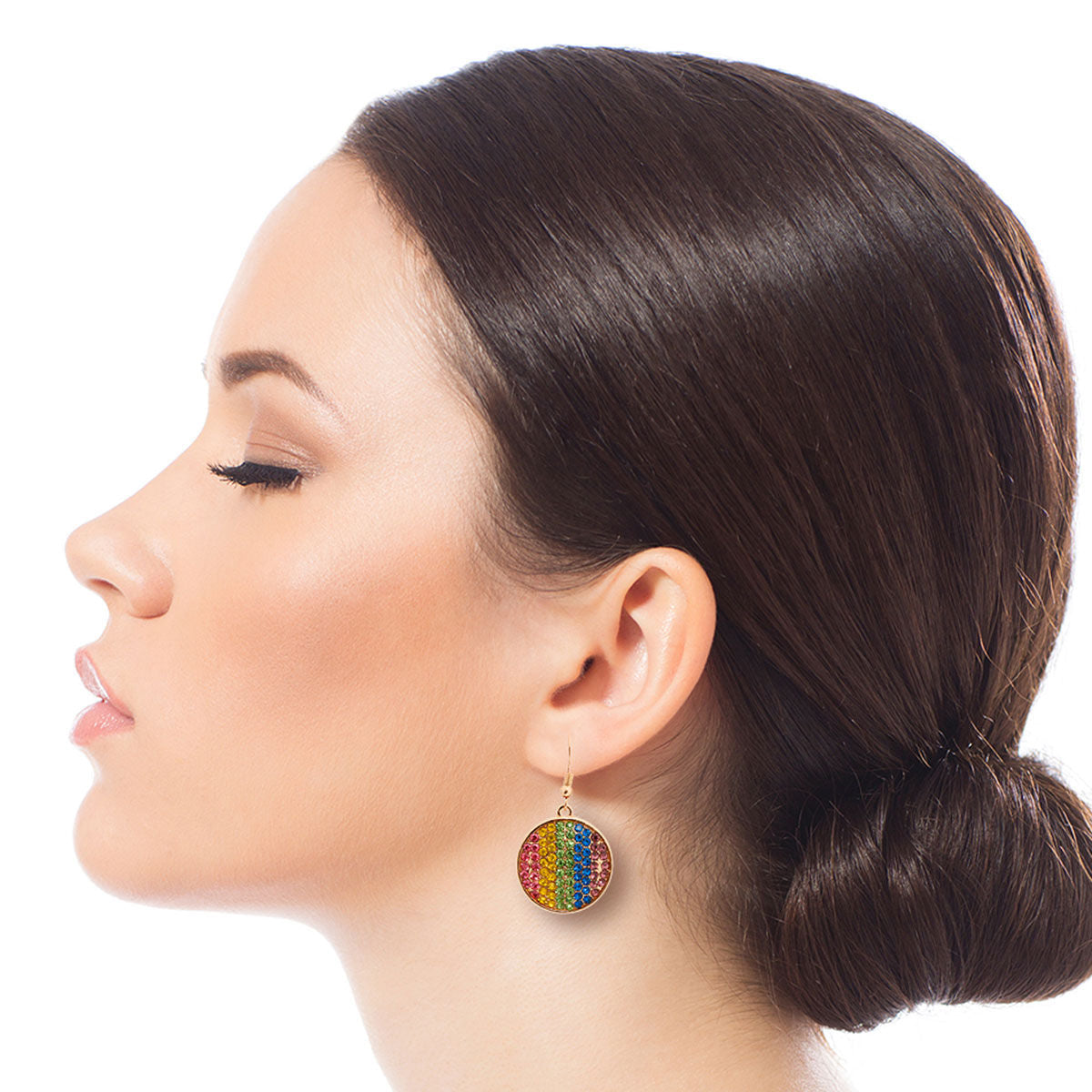 Disc Earrings Rainbow Stripe Trendy Statement Jewelry