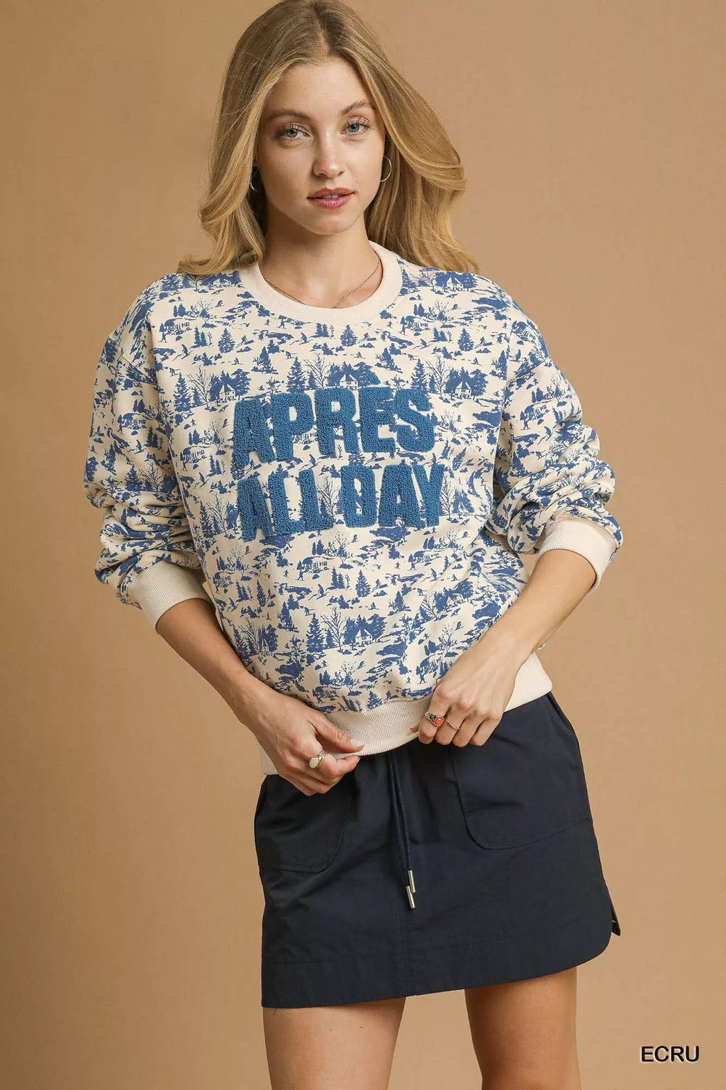 Scenic Print Cropped Sweatshirt