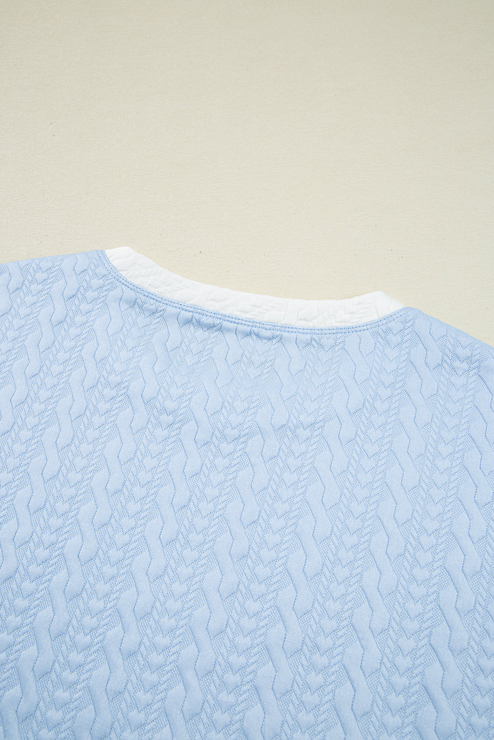 Beau Blue Contrast Trim Textured Crewneck Tee and Pocketed Skirt Set