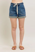 Full Size High Rise Cuff Denim Shorts Plus Size