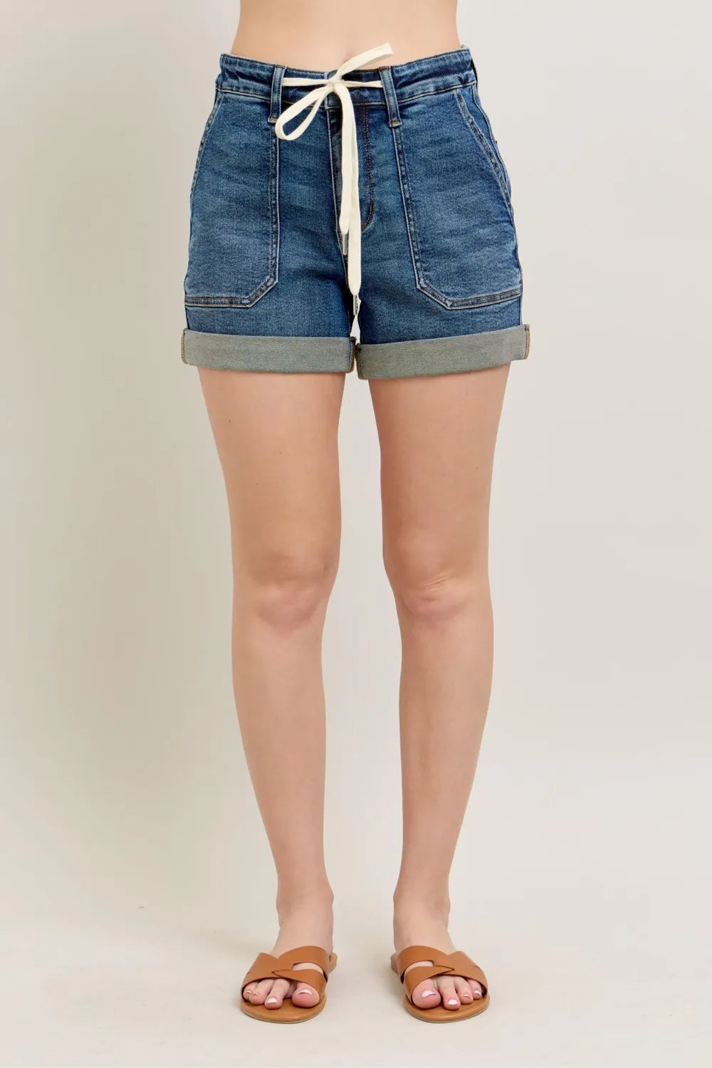 Full Size High Rise Cuff Denim Shorts Plus Size