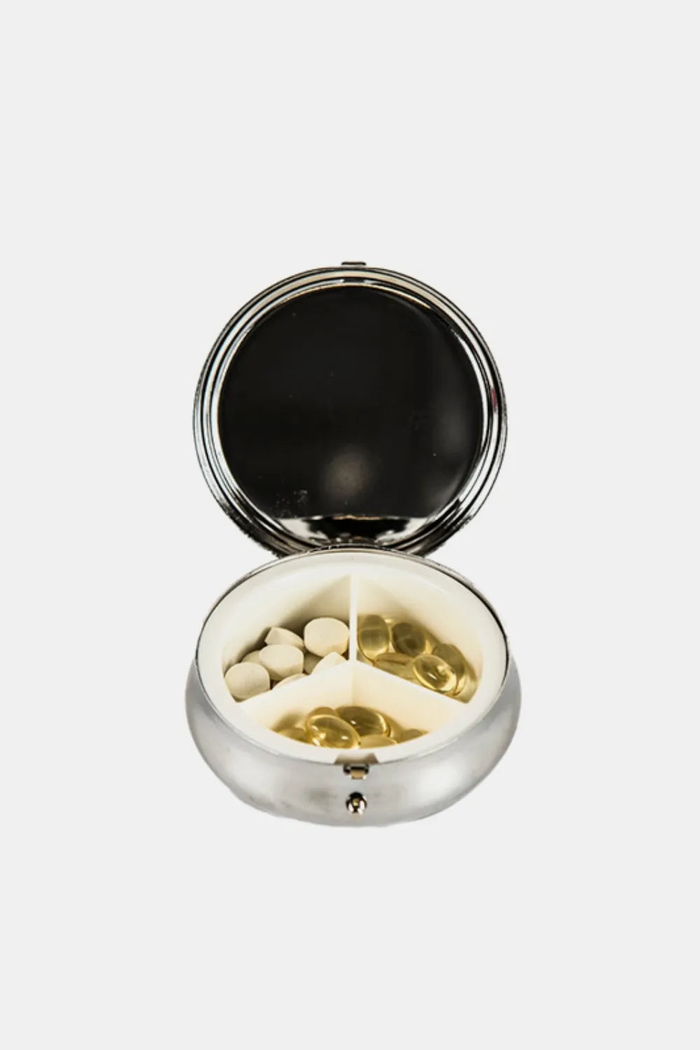 Print Metallic Circular Large Pill Case