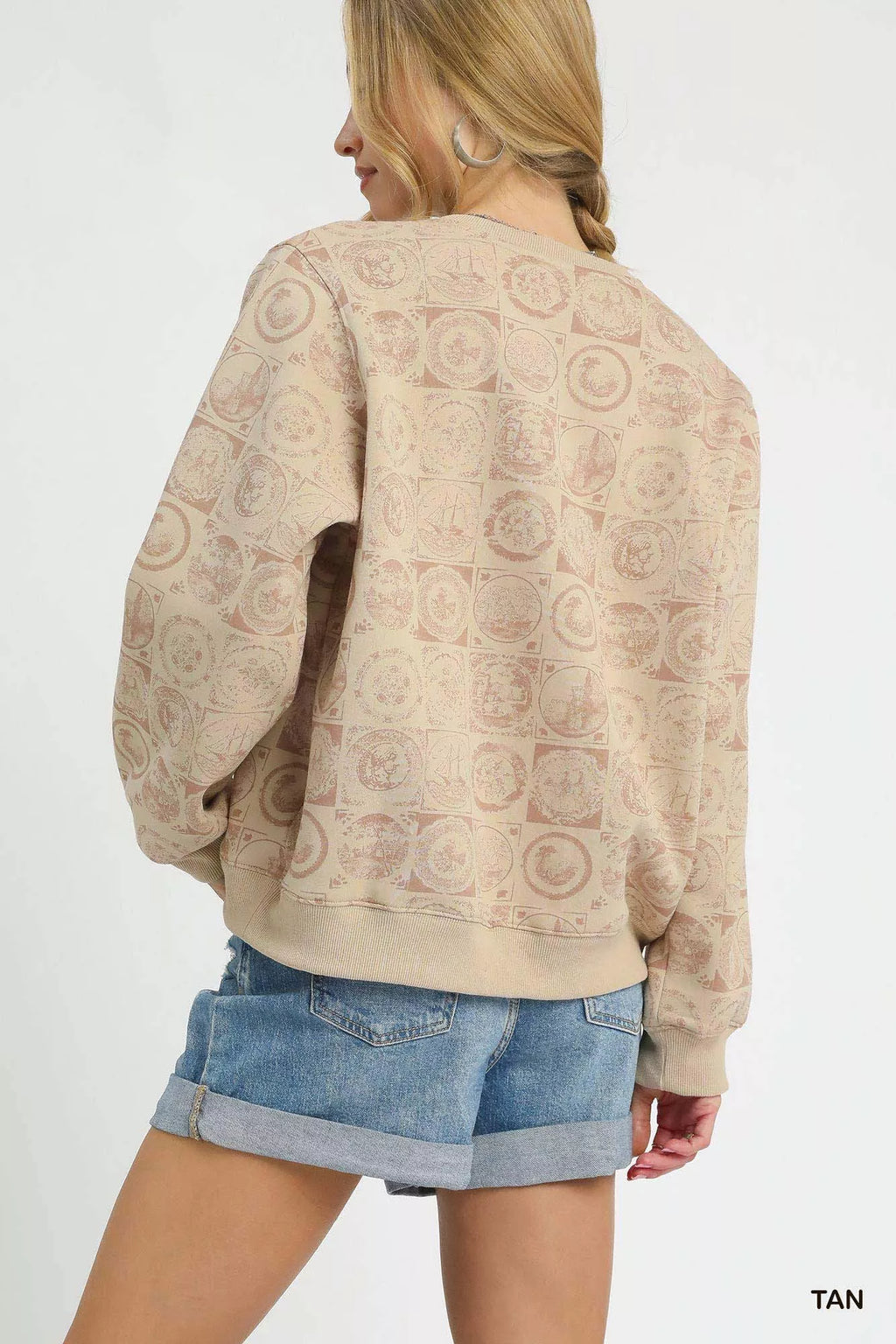 Coin Stamp Print Sweatshirt