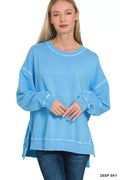 Full Size French Terry Pigment Dye & Enzyme Washing Pullover Plus Size