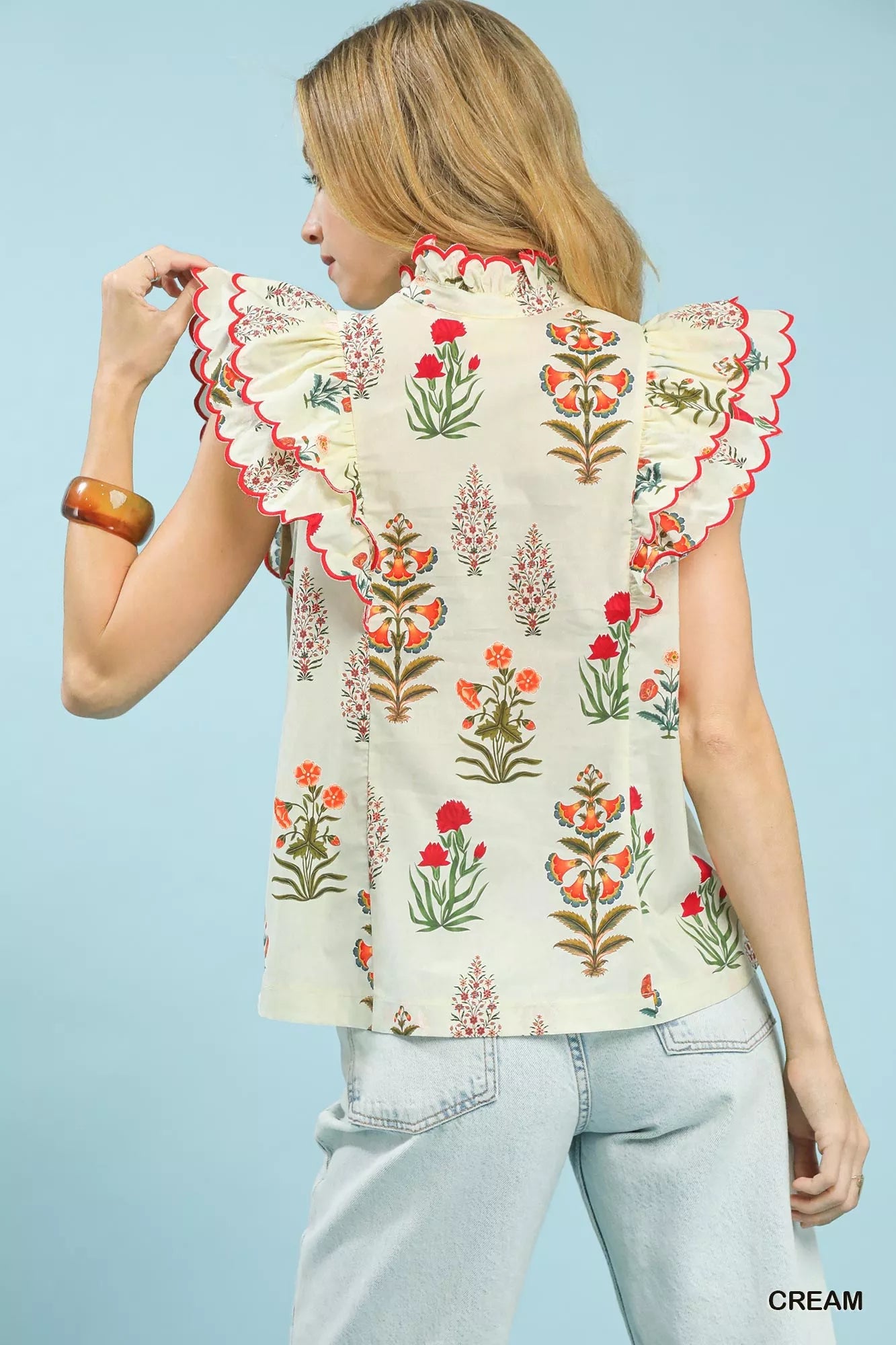 Block Floral Print Top