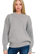 Wide Neckband Drop Shoulder Sweater