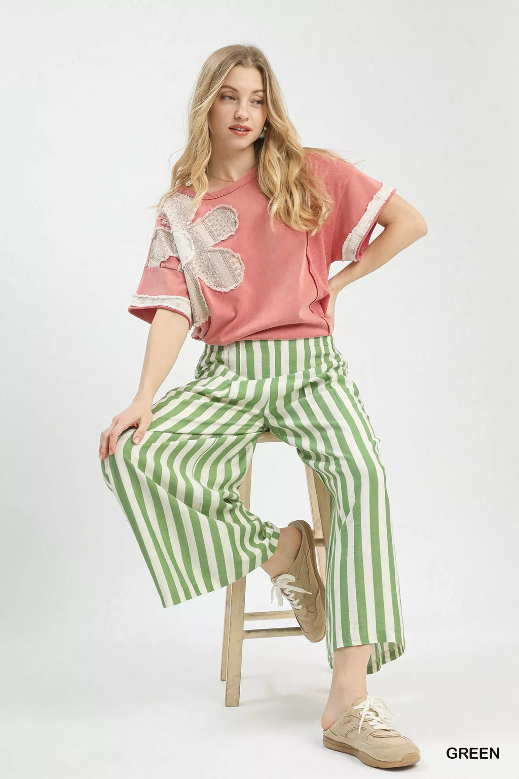 Vertical Stripe Wide Leg Pants