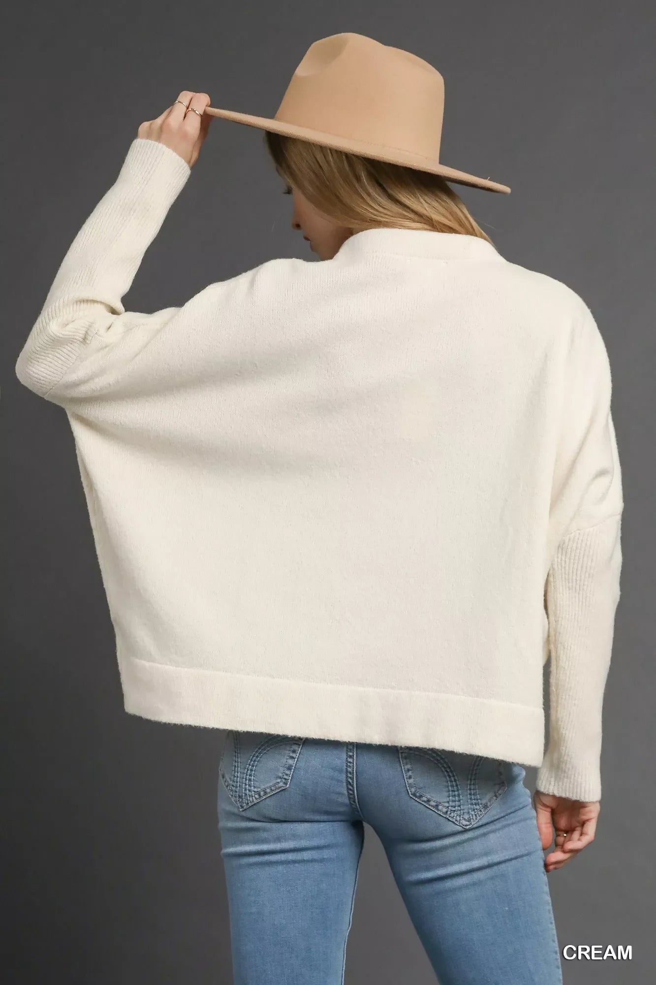 V-Neck Sweater with Wide Trim Detail