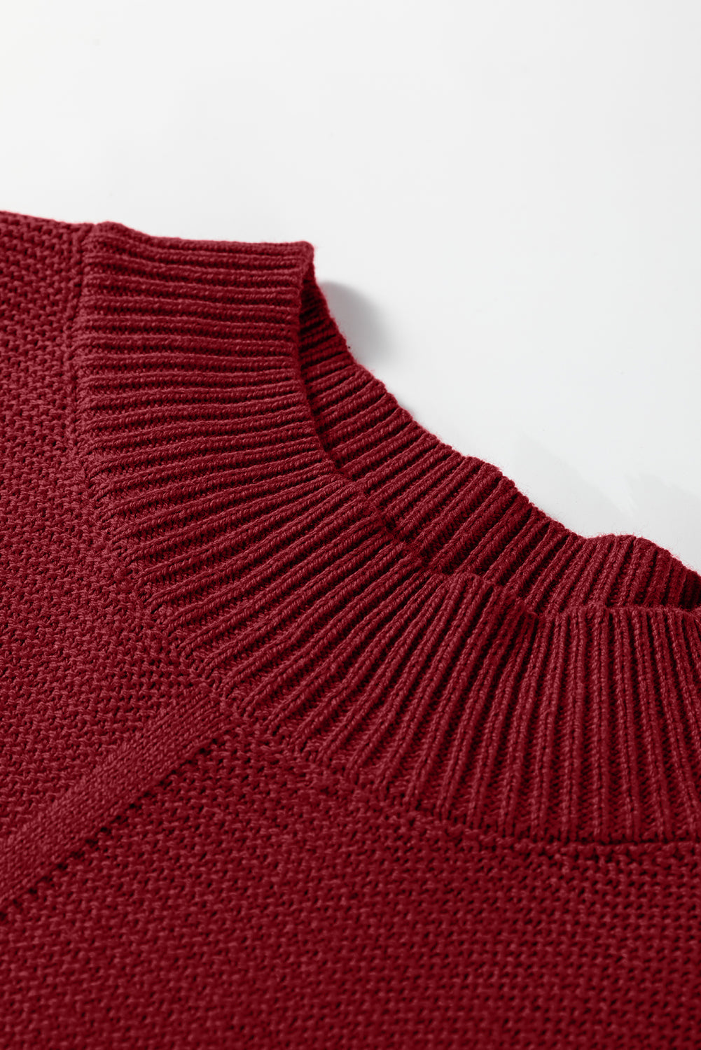 Red Dahlia Solid Color Front Seam Drop Shoulder Loose Sweater