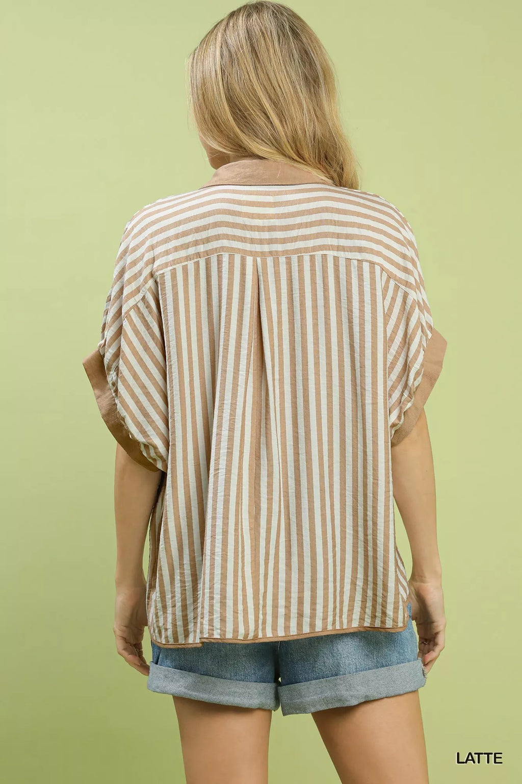 Stripe Collared Oversized Top