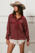 Cp French Terry Cut Edge Detail Collared Top
