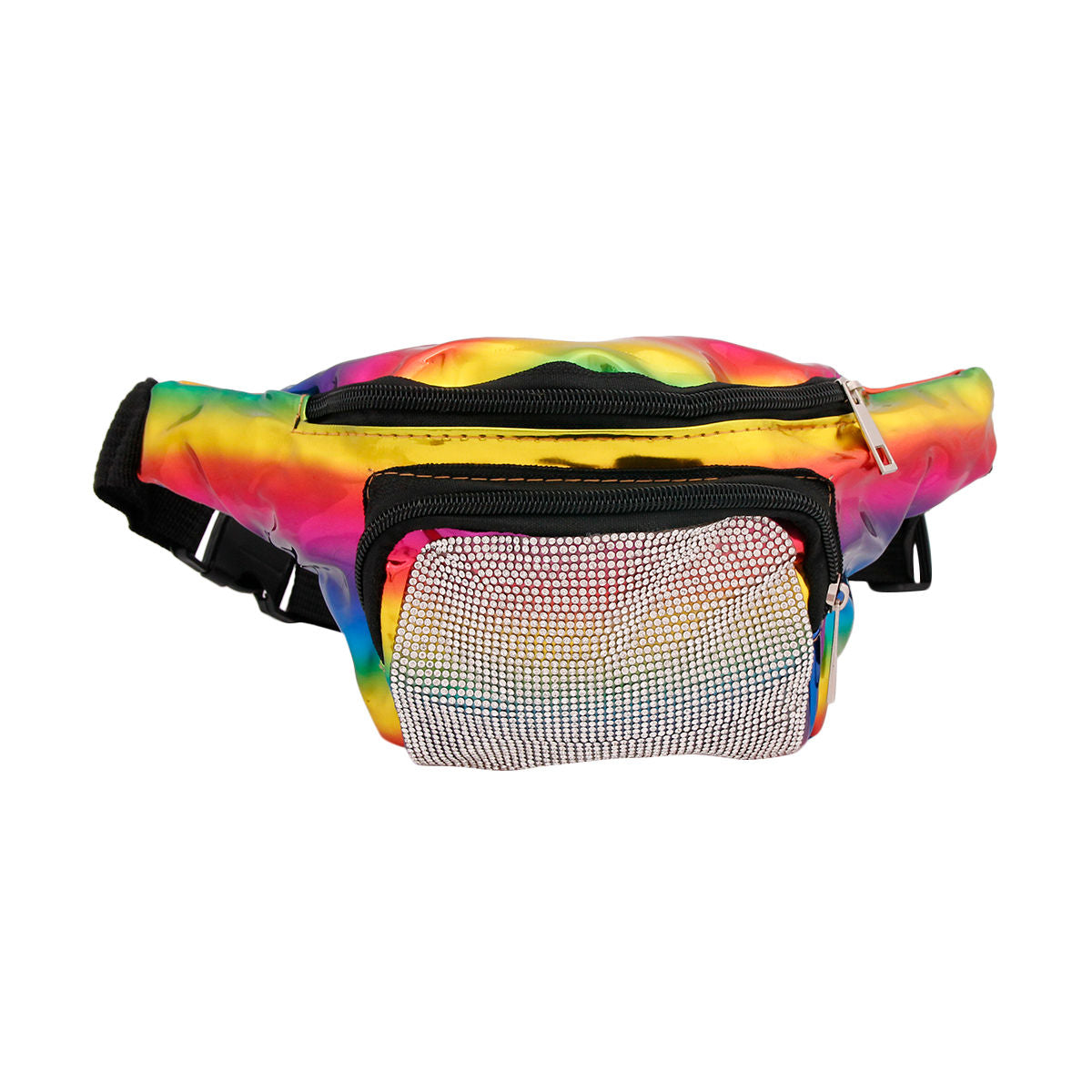 Fanny Pack Rainbow Rhinestone Statement Accessory Trendy Chic