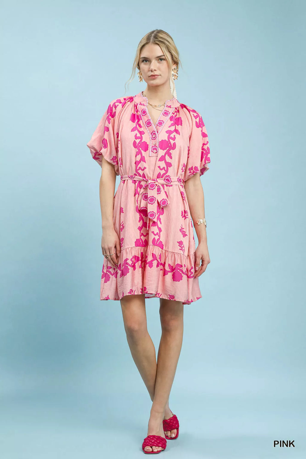 Floral Tie-Waist Boho Mini Dress