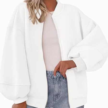 Zip Sweatshirt Jacket Casual Long Sleeve Pilot Coat