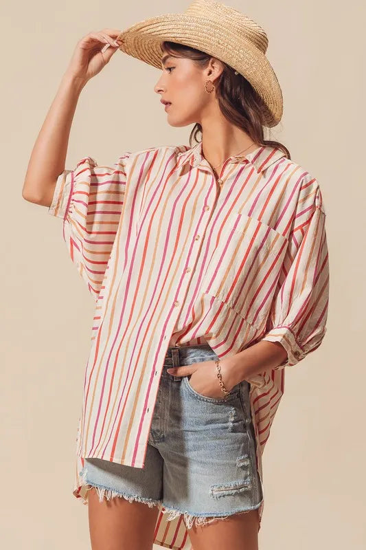 Multicolored Stripe Button Down Shirt