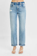 Full Size High Rise Ankle Boyfriend Distressed Jeans Plus Size