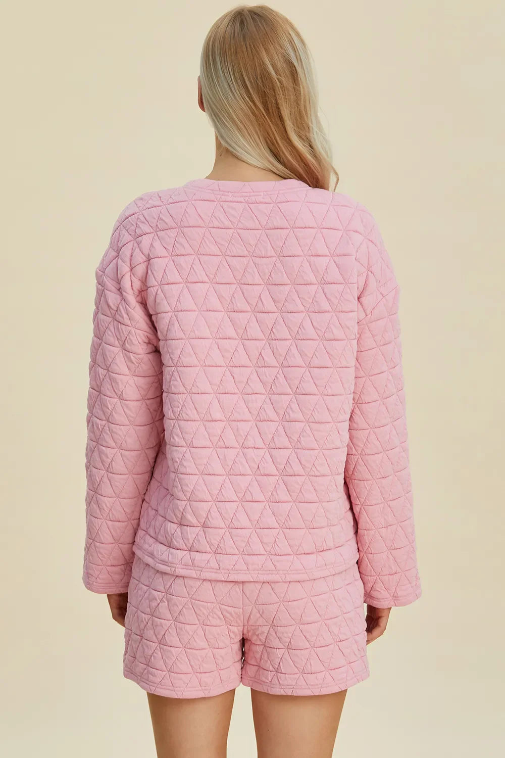 I am a Fashion junky Full Size Texture Round Neck Long Sleeve Top and Shorts Set