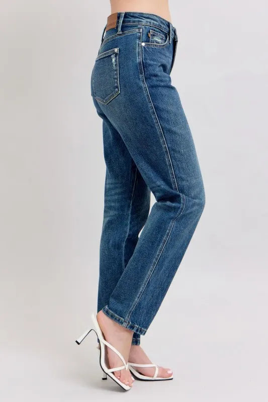 Full Size High Waisted Rigid Magic Non-destroy Straight Leg Jeans Plus Size