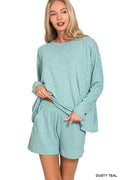 I am a Fashion junky Soft Melange Long Sleeve Tee and Shorts Set