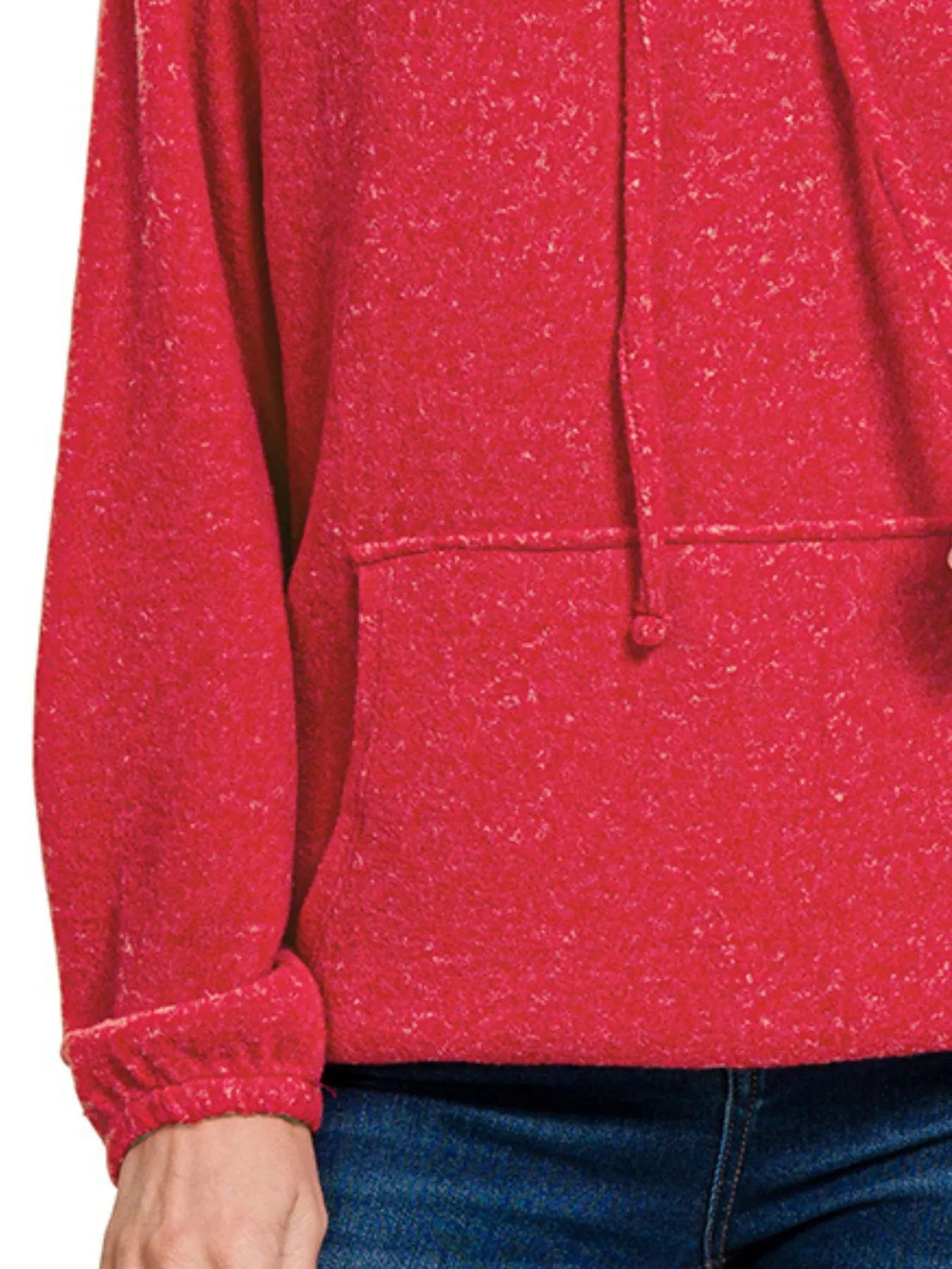 Brushed Hacci Melange Hooded Sweater
