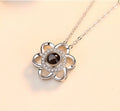 925 Sterling Silver Love Necklace, Memory In  Languages, Cherry Blossom Pendant Necklace