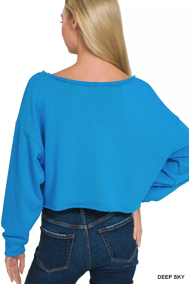 French Terry Boatneck Crop Top